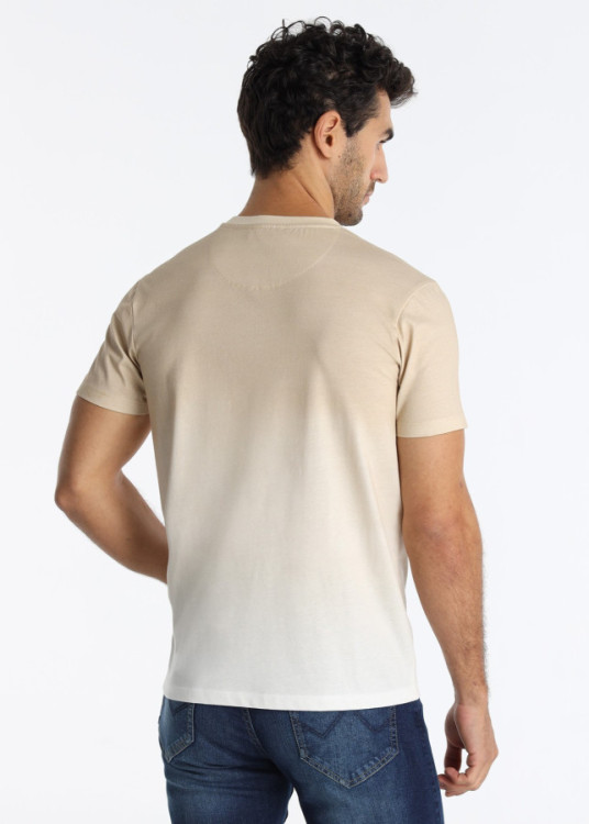 Camiseta Con Efecto Lavado Tie Dye Bicolor En Beige