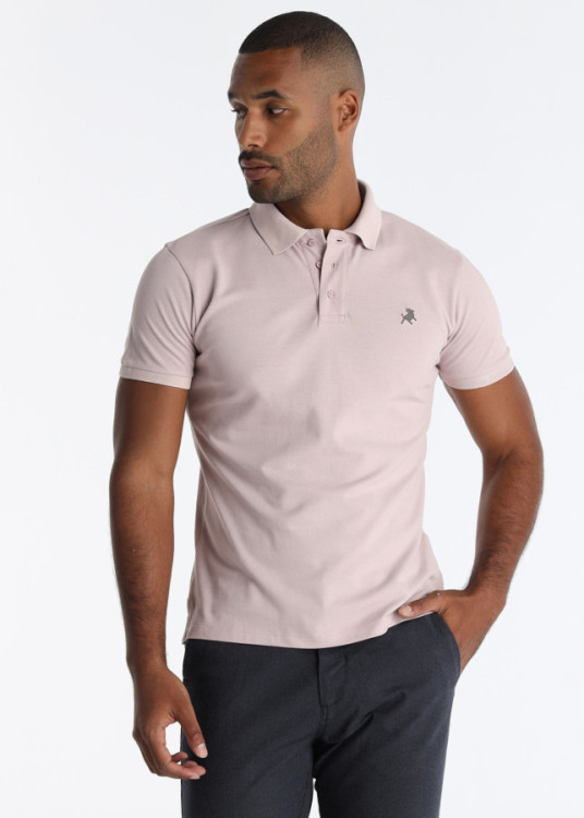 Polo Piqué Básico Bordado Logo Toro Rosa