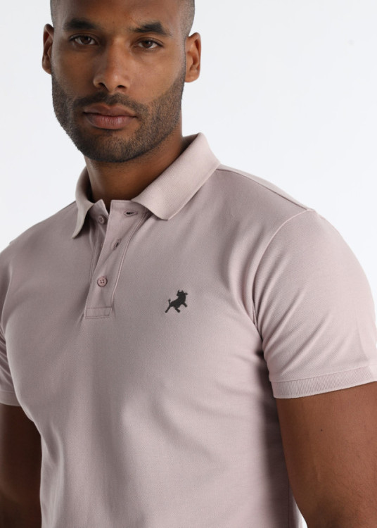 Polo Piqué Básico Bordado Logo Toro Rosa