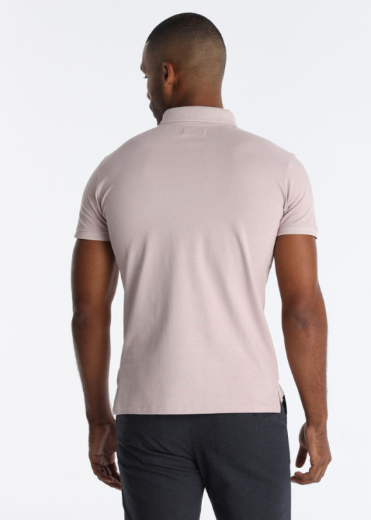 Polo Piqué Básico Bordado Logo Toro Rosa