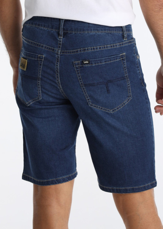 Bermuda Denim Slim Lavado Elástico Azul
