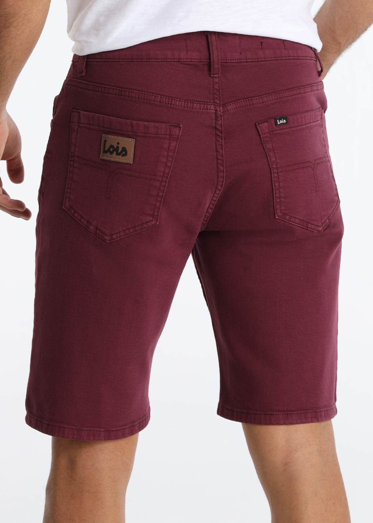 Bermuda Slim De Algodón En Sarga De Color Rojo