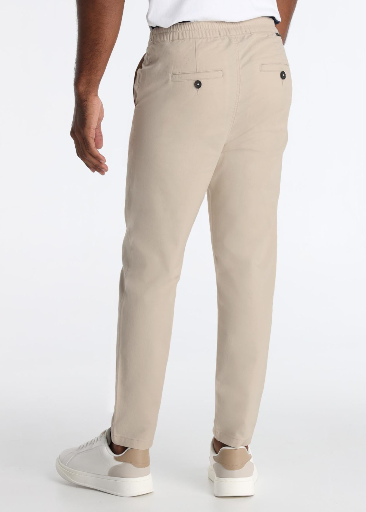 Pantalón Jogger Estructura Cintura Ajustable Beige