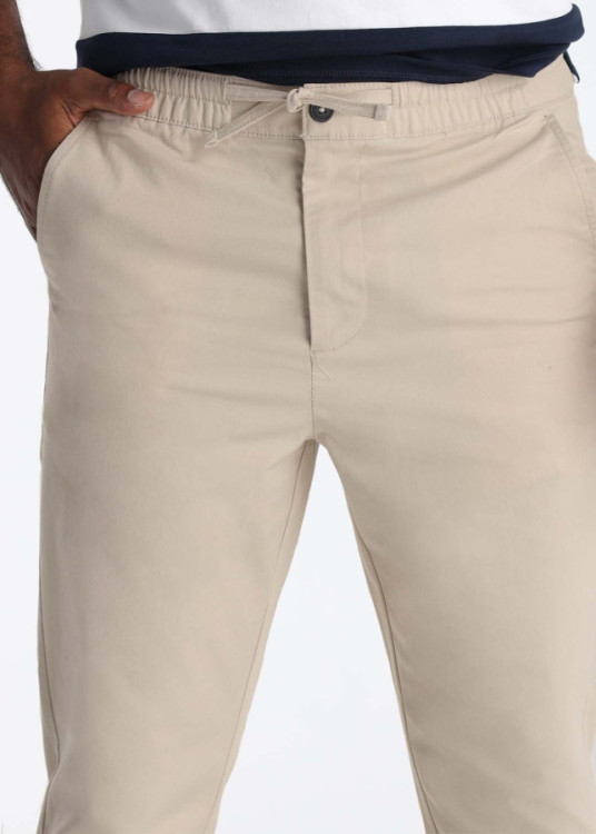 Pantalón Jogger Estructura Cintura Ajustable Beige
