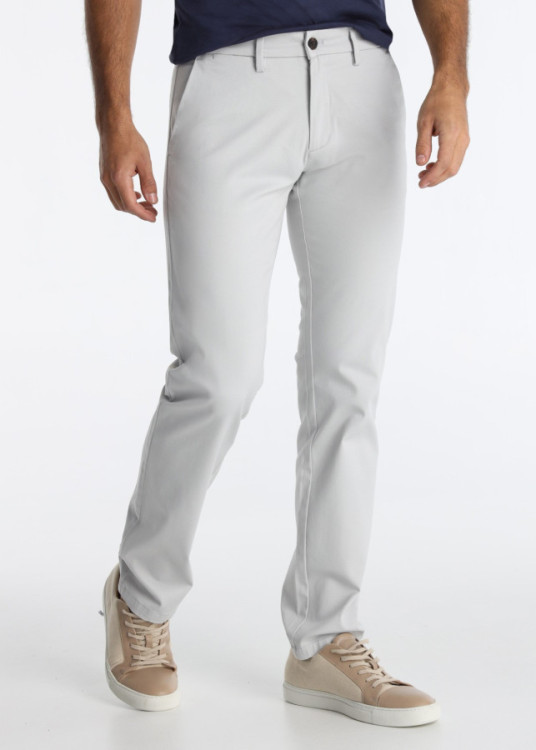 Pantalón Chino Recto Con Estructura De Sarga Premium Blanco