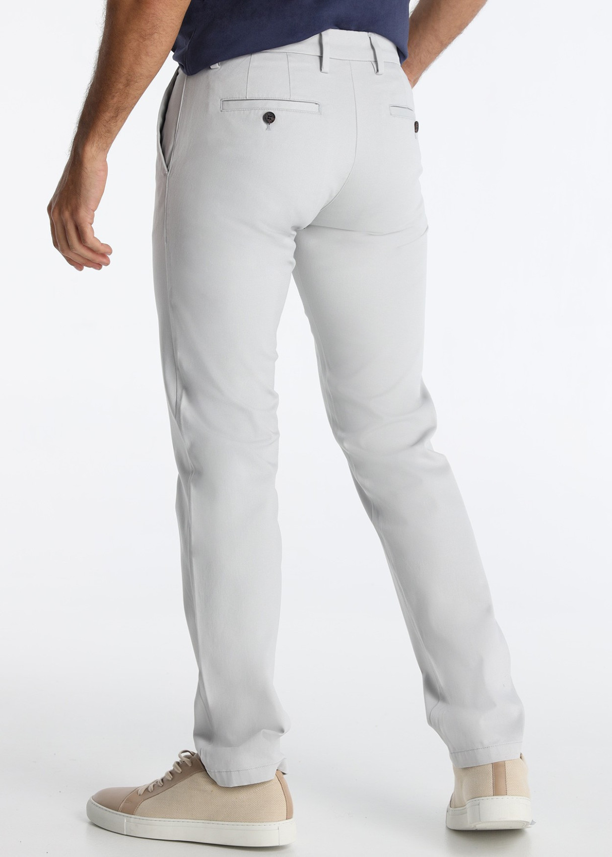 Pantalón Chino Recto Con Estructura De Sarga Premium Blanco