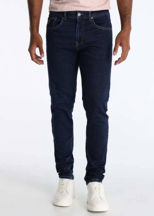 Vaqueros Tapered Efecto Desgastado Azul