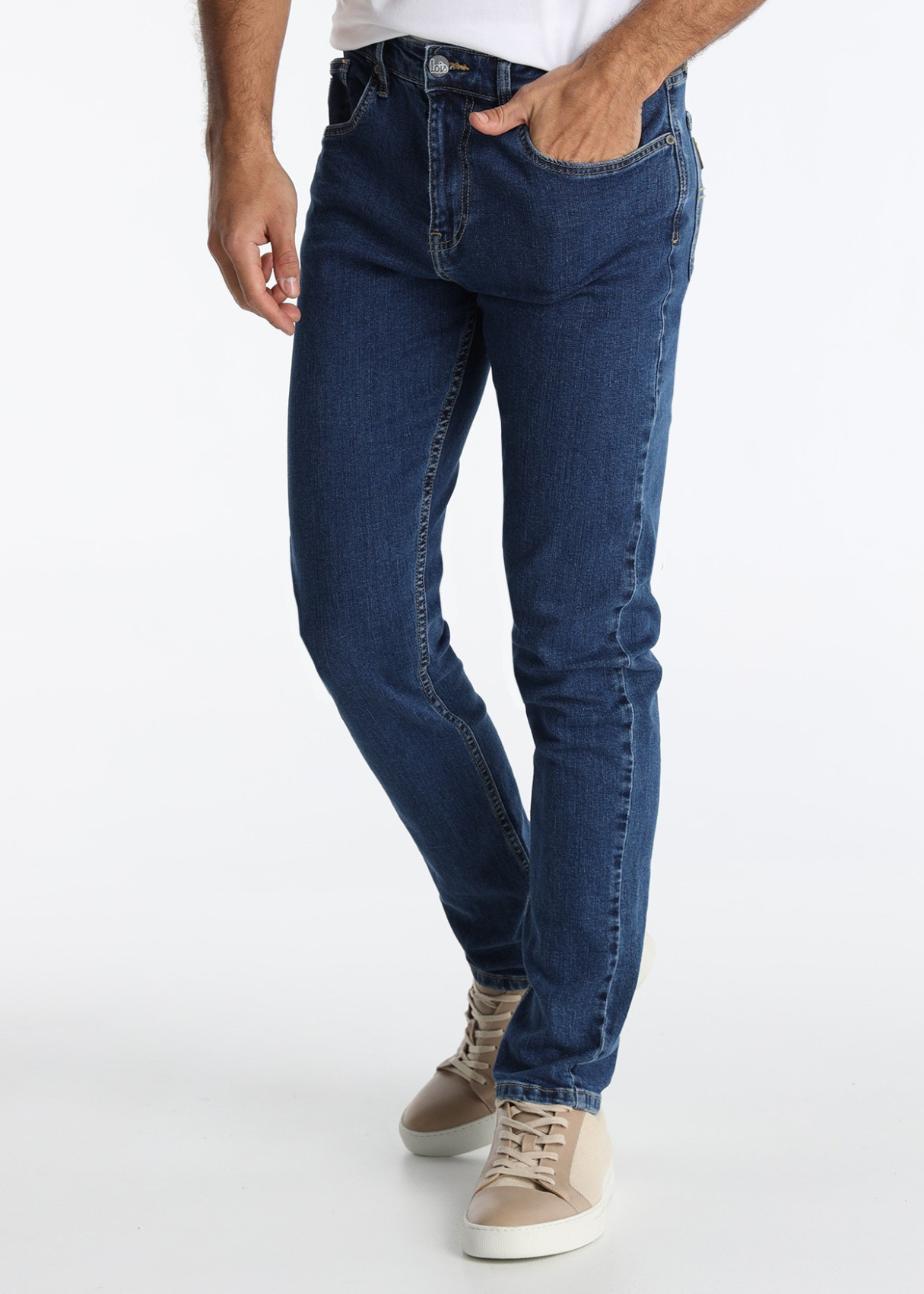 Vaqueros Tapered Lavado Piedra Estilo Denim Original Azul