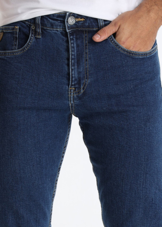 Vaqueros Tapered Lavado Piedra Estilo Denim Original Azul