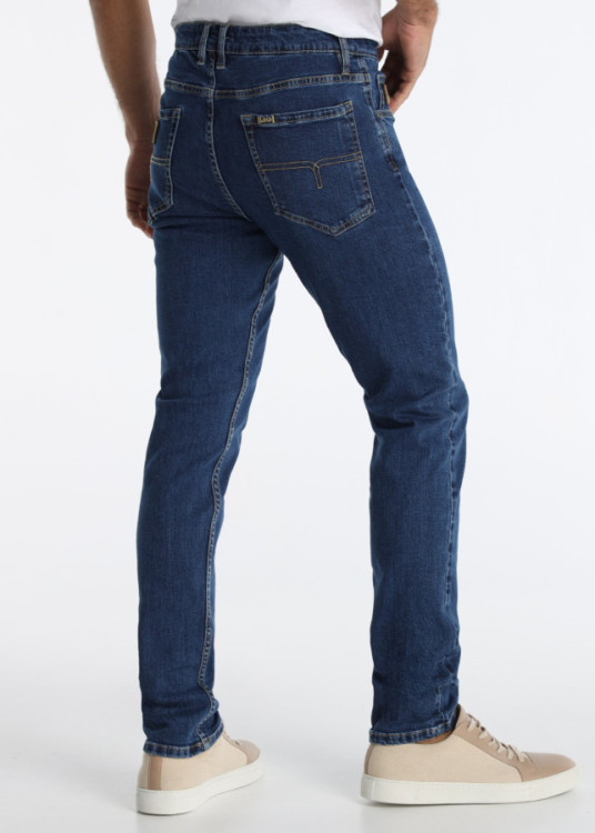 Vaqueros Tapered Lavado Piedra Estilo Denim Original Azul