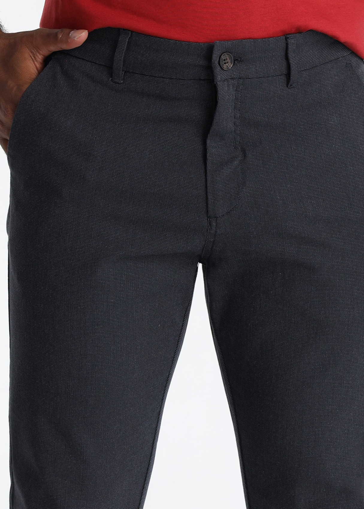 Pantalón Chino De Sarga Con Textura Espiguilla Tradicional Gris