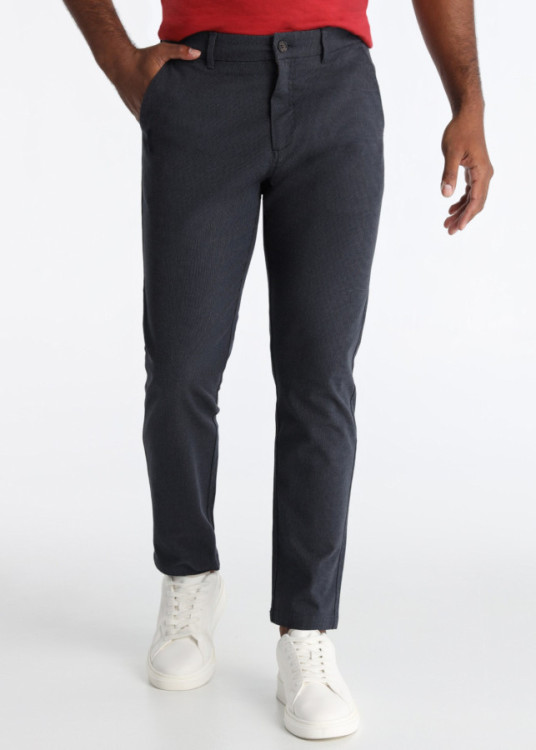 Pantalón Chino Sarga Textura Espiguilla Tradicional Gris
