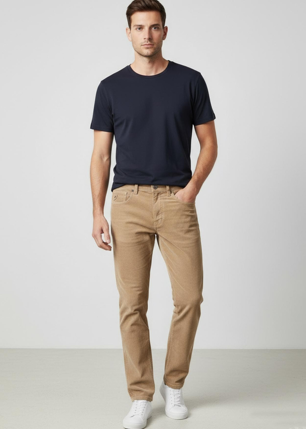 Pantalón Pana tiro medio regular fit camel