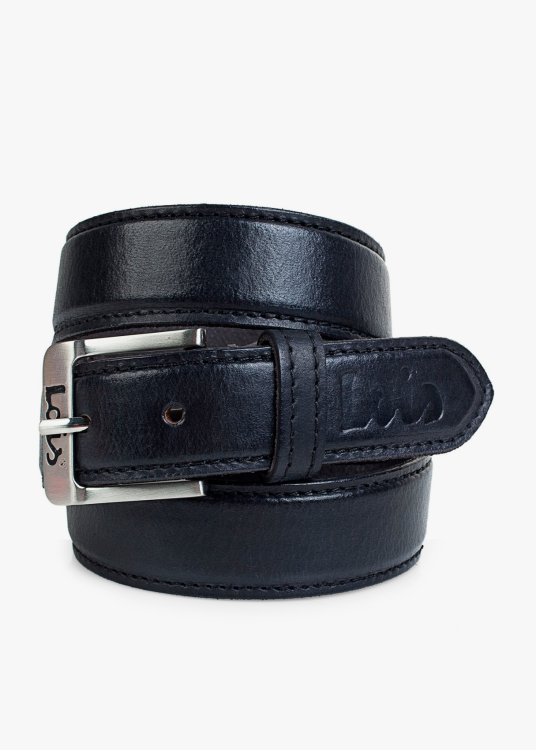 Cinturón piel genuina Hebilla Niquelada negro