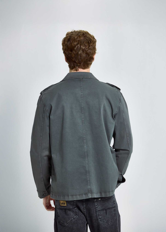 Sobrecamisa Algodón Elástico Parche Gris