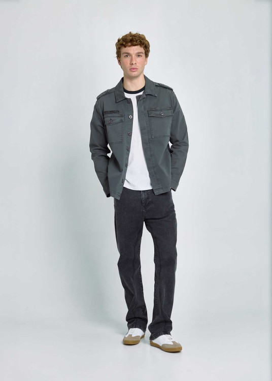 Sobrecamisa Algodón Elástico Parche Gris