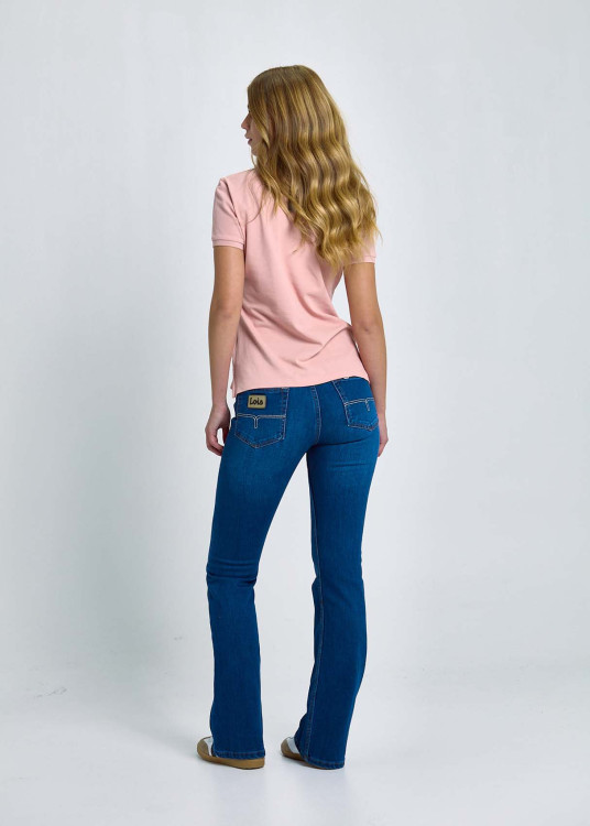 Polo De Manga Corta Slim En Piqué De Algodón Rosa