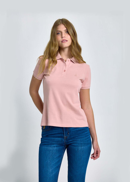 Polo De Manga Corta Slim En Piqué De Algodón Rosa