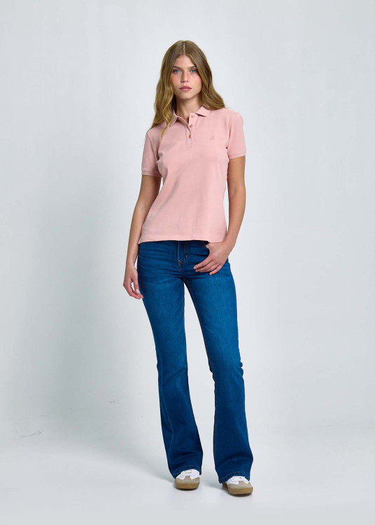 Polo De Manga Corta Slim En Piqué De Algodón Rosa
