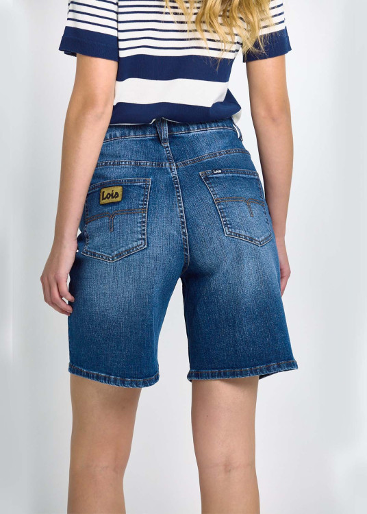 Short Vaquero Relaxed Fit Tiro Largo Azul