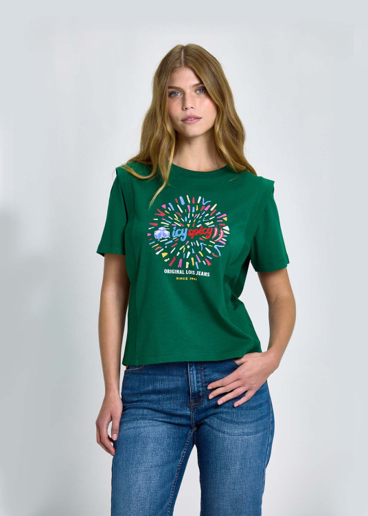 Camiseta Jaretas Decorativas Gráfica Frontal Verde