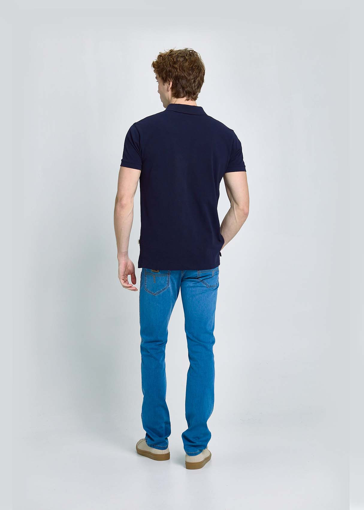 Polo Piqué Gráfica Texto Exclusiva Azul