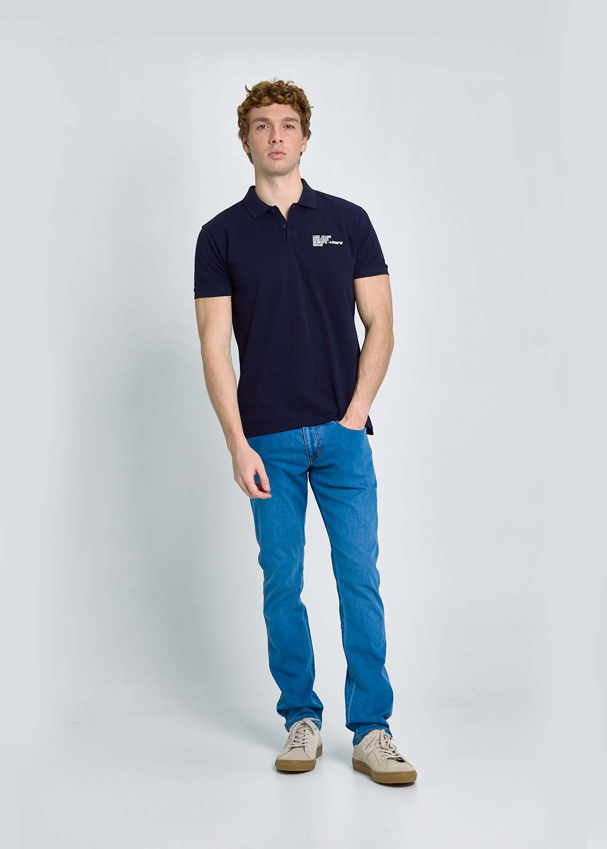 Polo Piqué Gráfica Texto Exclusiva Azul