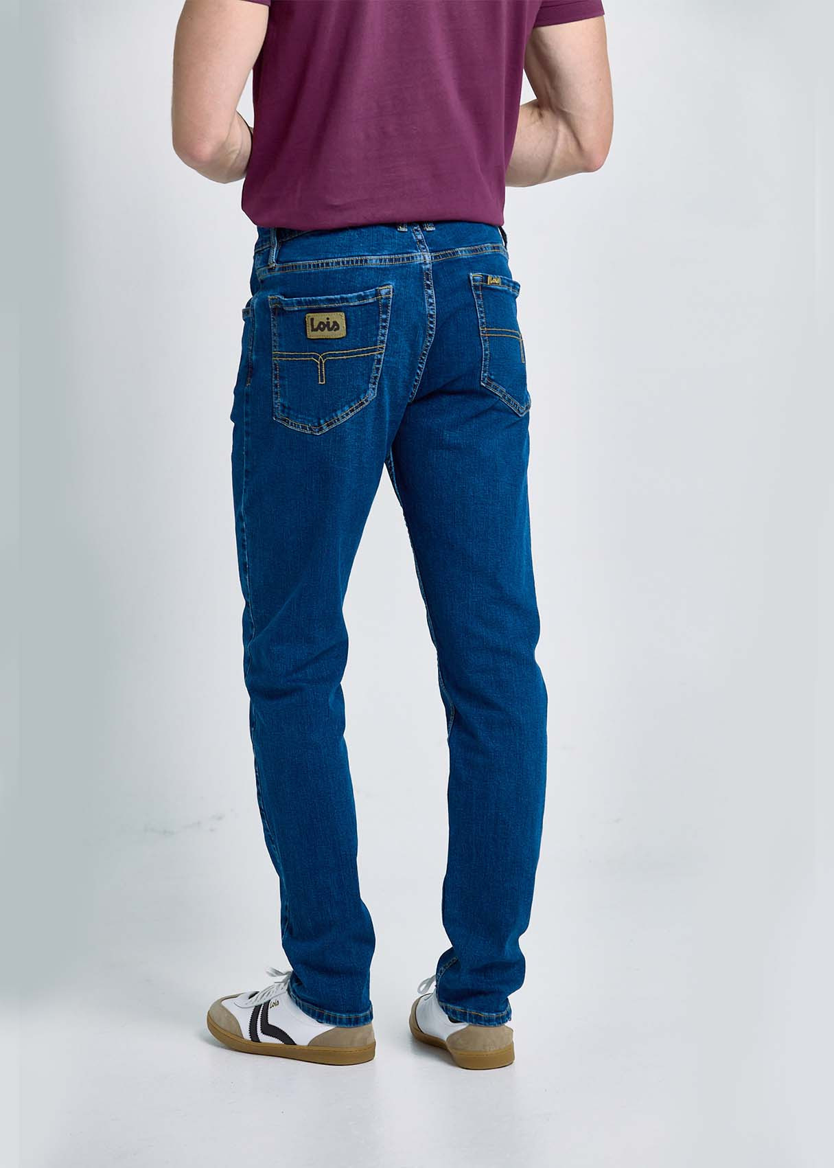 Vaqueros Tapered Lavado Piedra Estilo Denim Original Azul