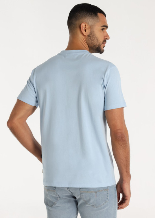 Camiseta De Algodón Con Parche Central Logo Azul