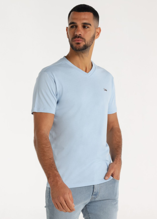 Camiseta De Algodón Con Parche Central Logo Azul