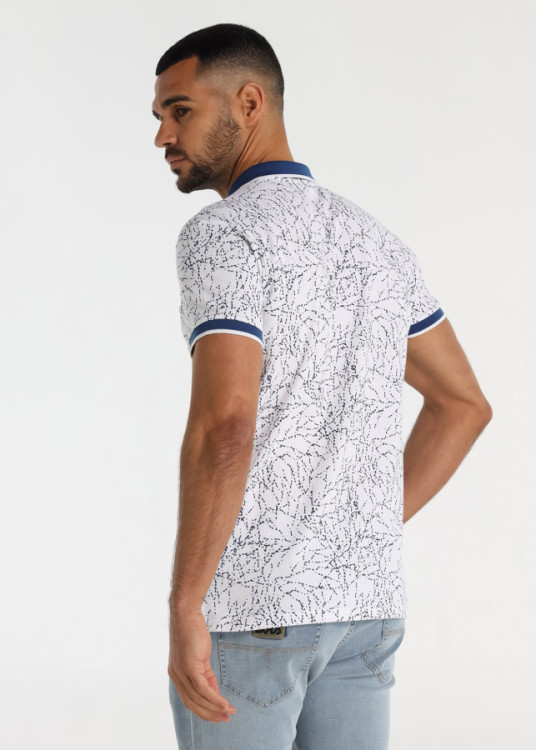 Polo Estampado Ramas Finas Fondo Blanco