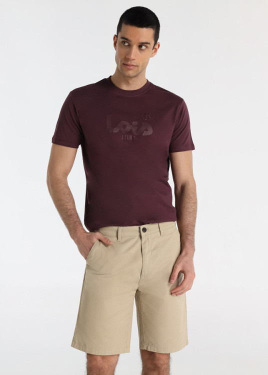 Bermuda Chino Clásica En Algodón Elástico Marrón