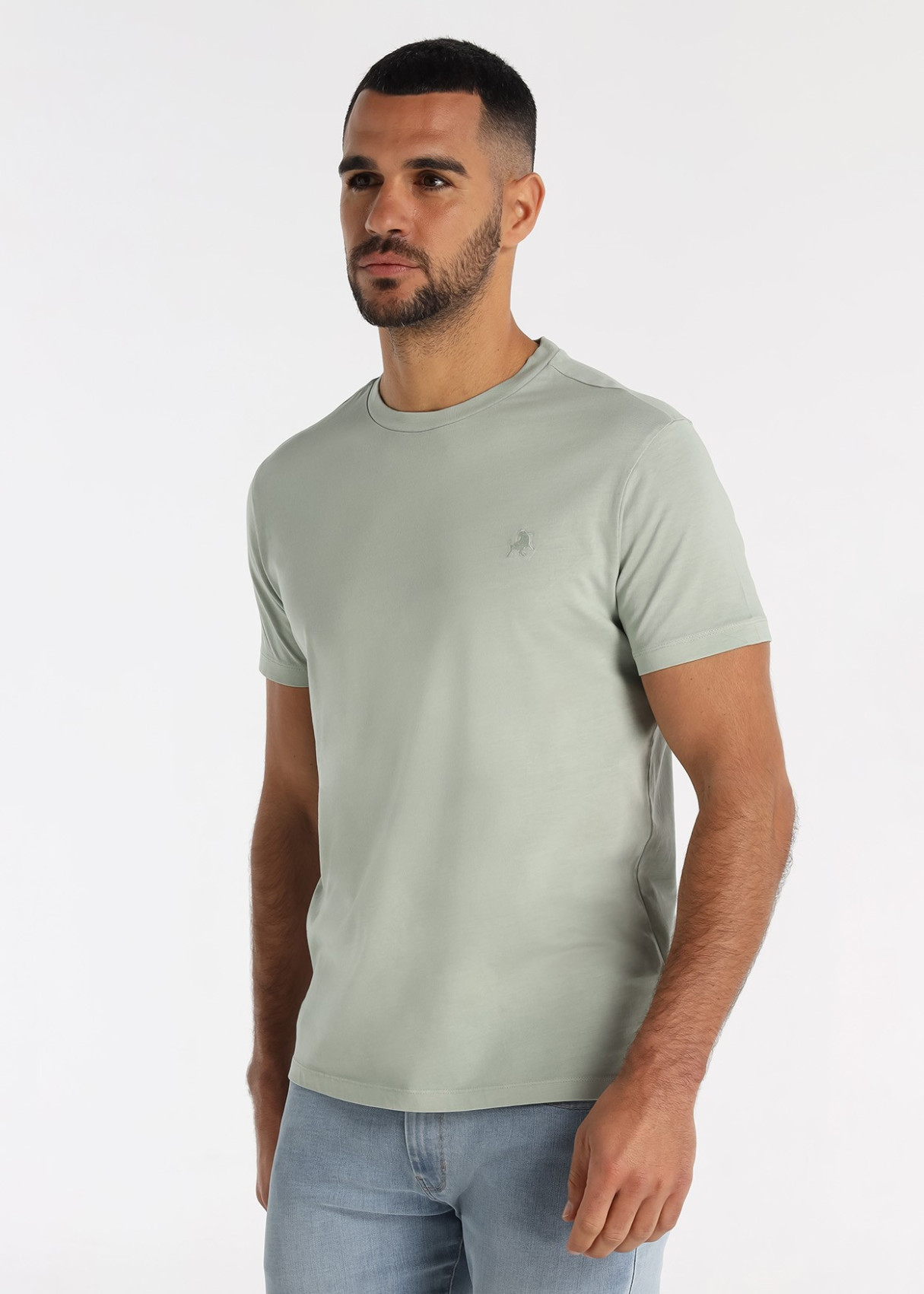 Camiseta De Algodón Con Bordado Logo Toro Verde