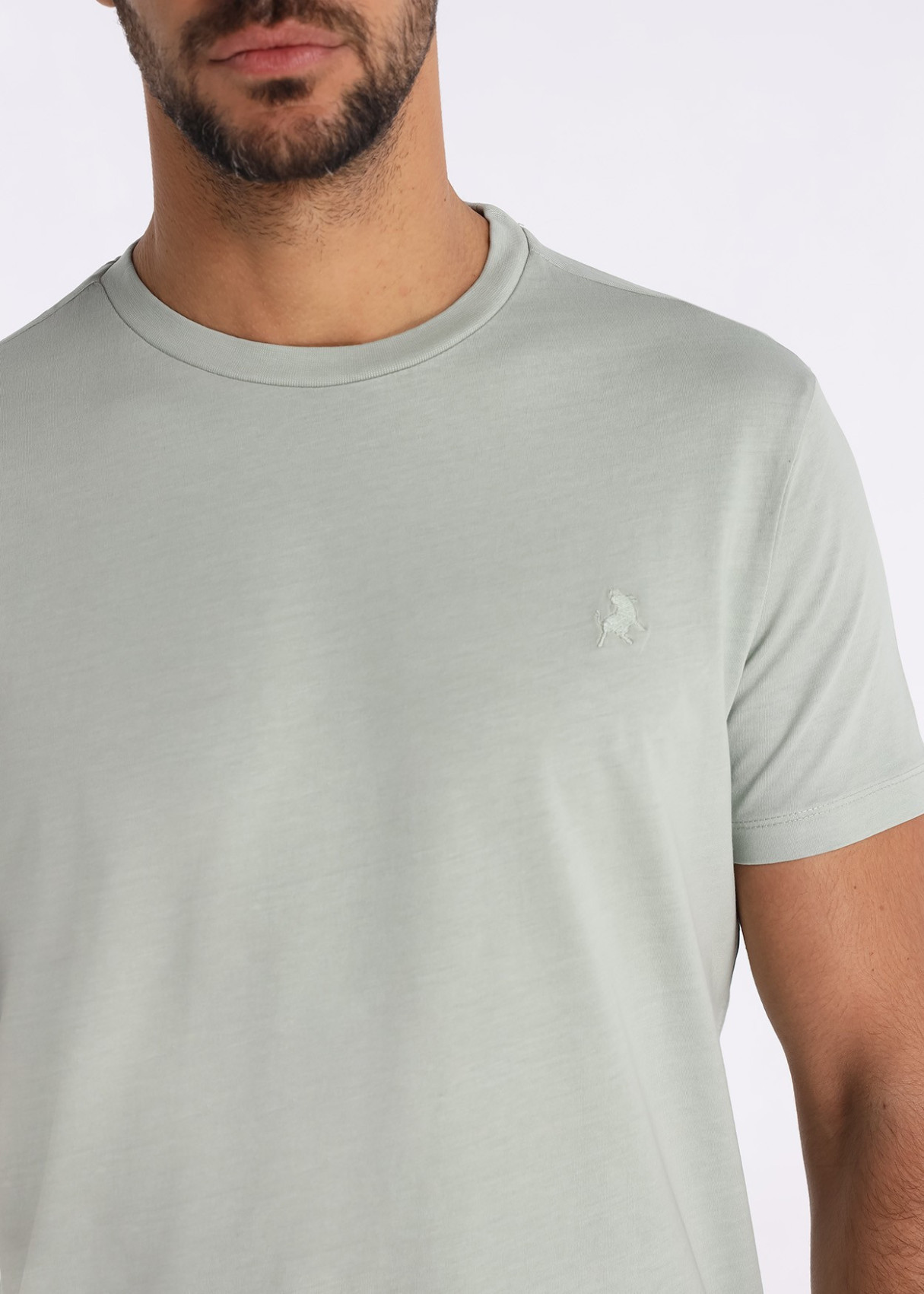 Camiseta De Algodón Con Bordado Logo Toro Verde