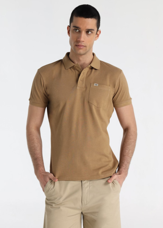 Polo Piqué Bolsillo Frontal Color Marrón