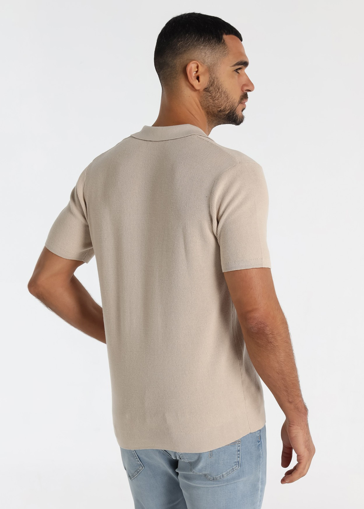 Polo Tejido Ottoman Textura Rayas Beige