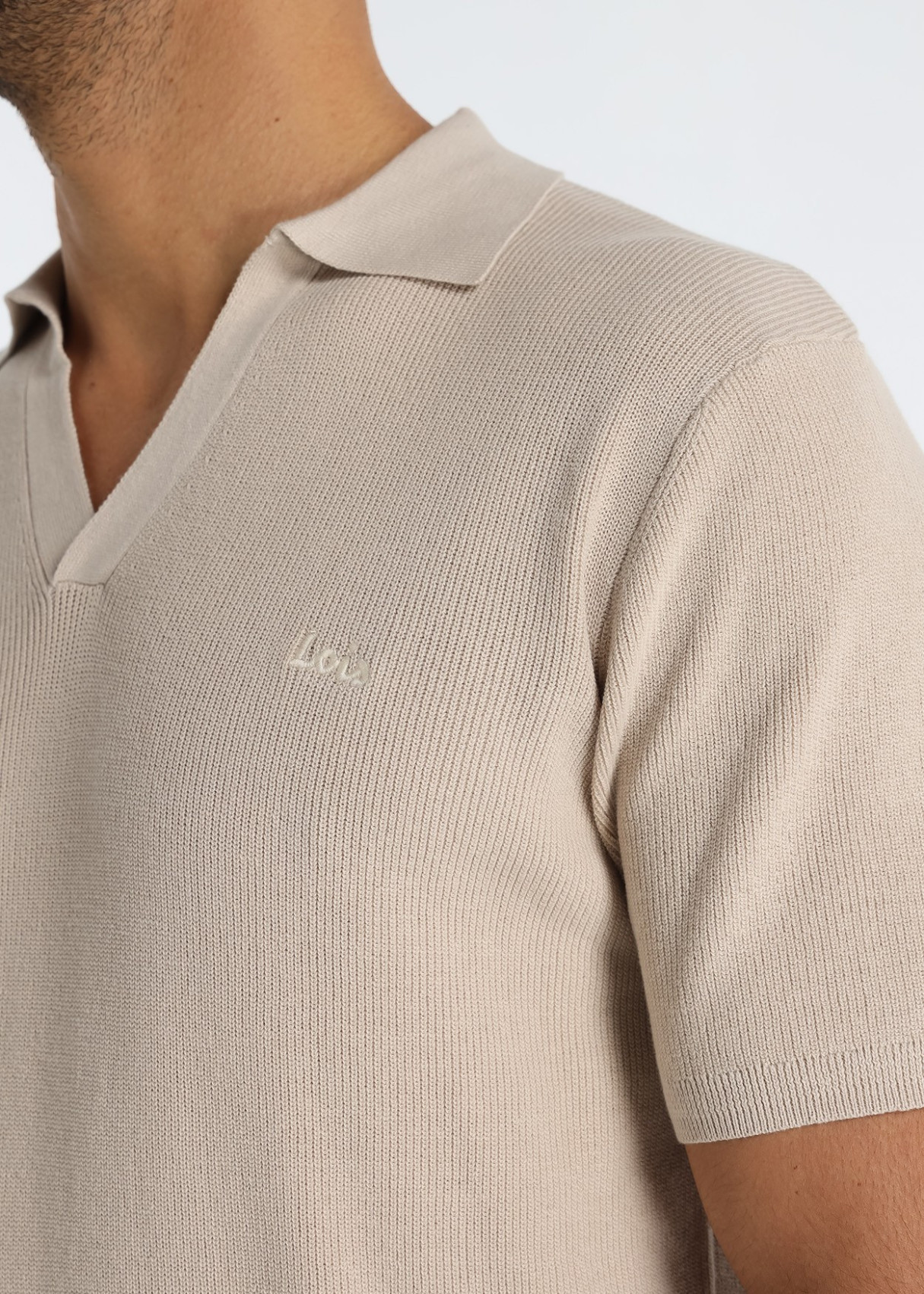 Polo Tejido Ottoman Textura Rayas Beige