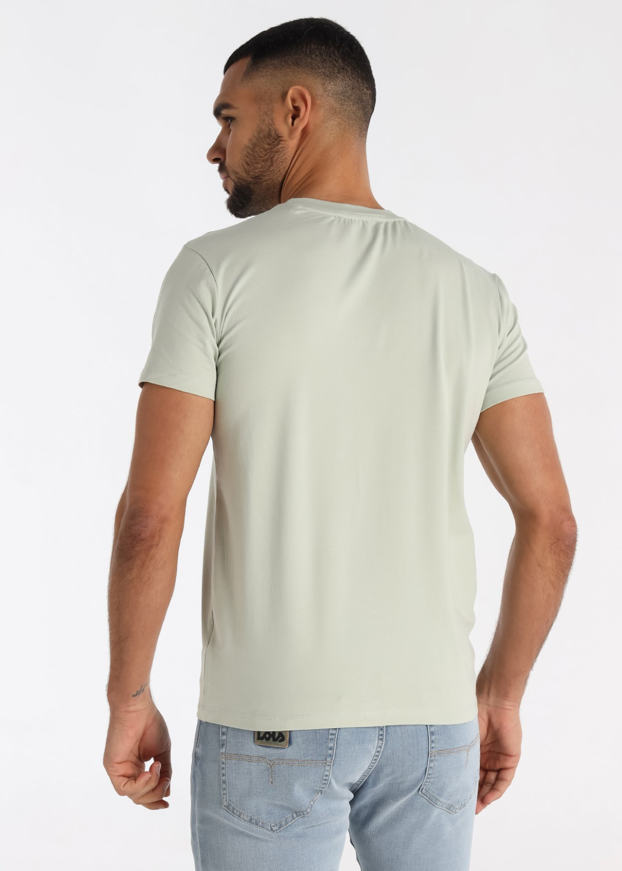 Camiseta Slim Elástica Bordado Pecho Verde