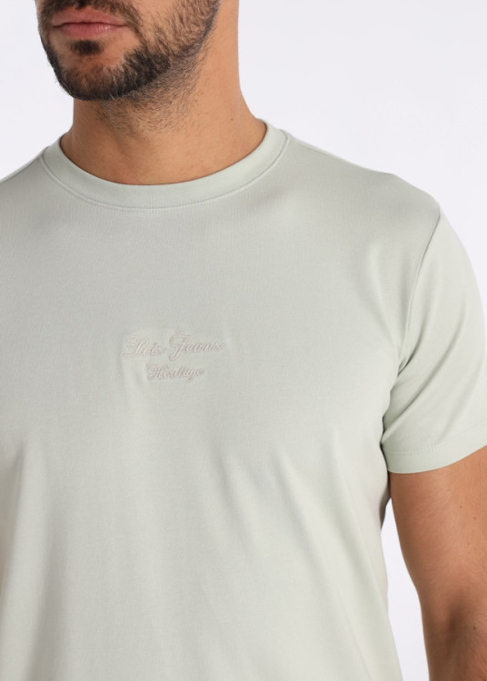 Camiseta Slim Elástica Bordado Pecho Verde