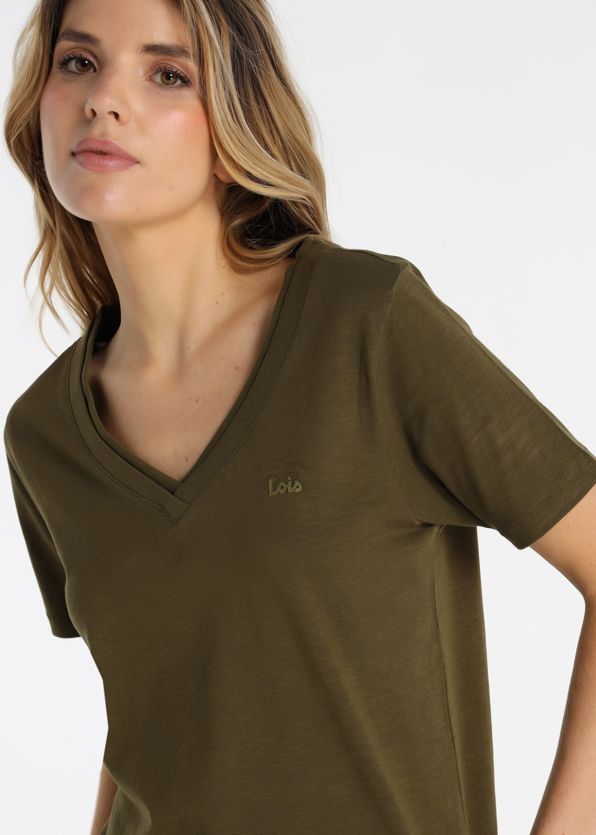 Camiseta Algodón Doble Cuello Rib Verde