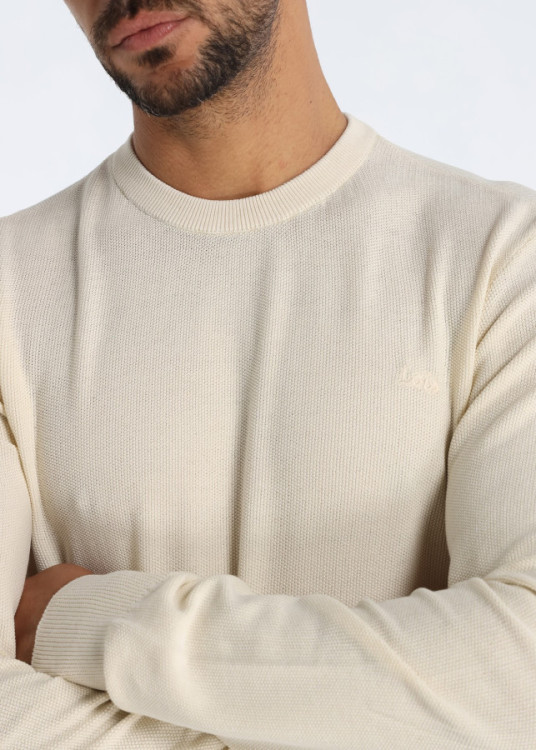 Jerséis Punto Algodón Logo Bordado Beige