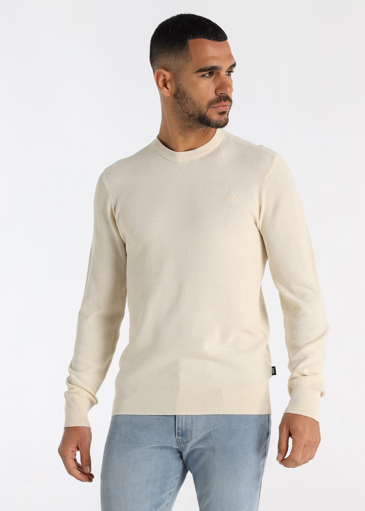 Jerséis Punto Algodón Logo Bordado Beige
