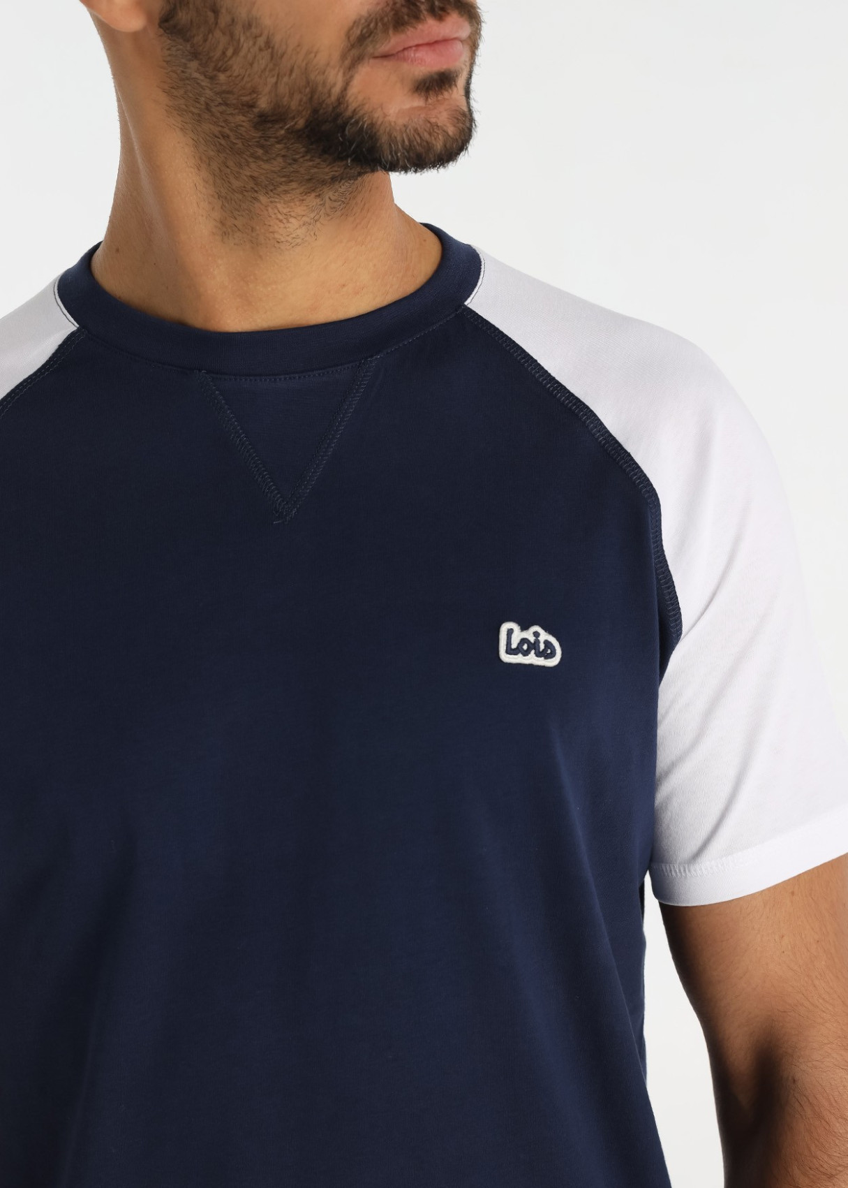 Camiseta Manga Raglán Parche Logo Azul