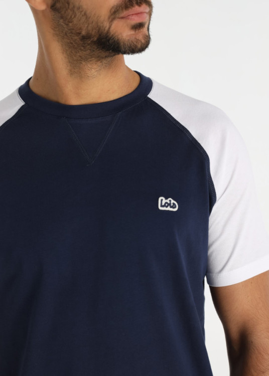 Camiseta Manga Raglán Parche Logo Azul
