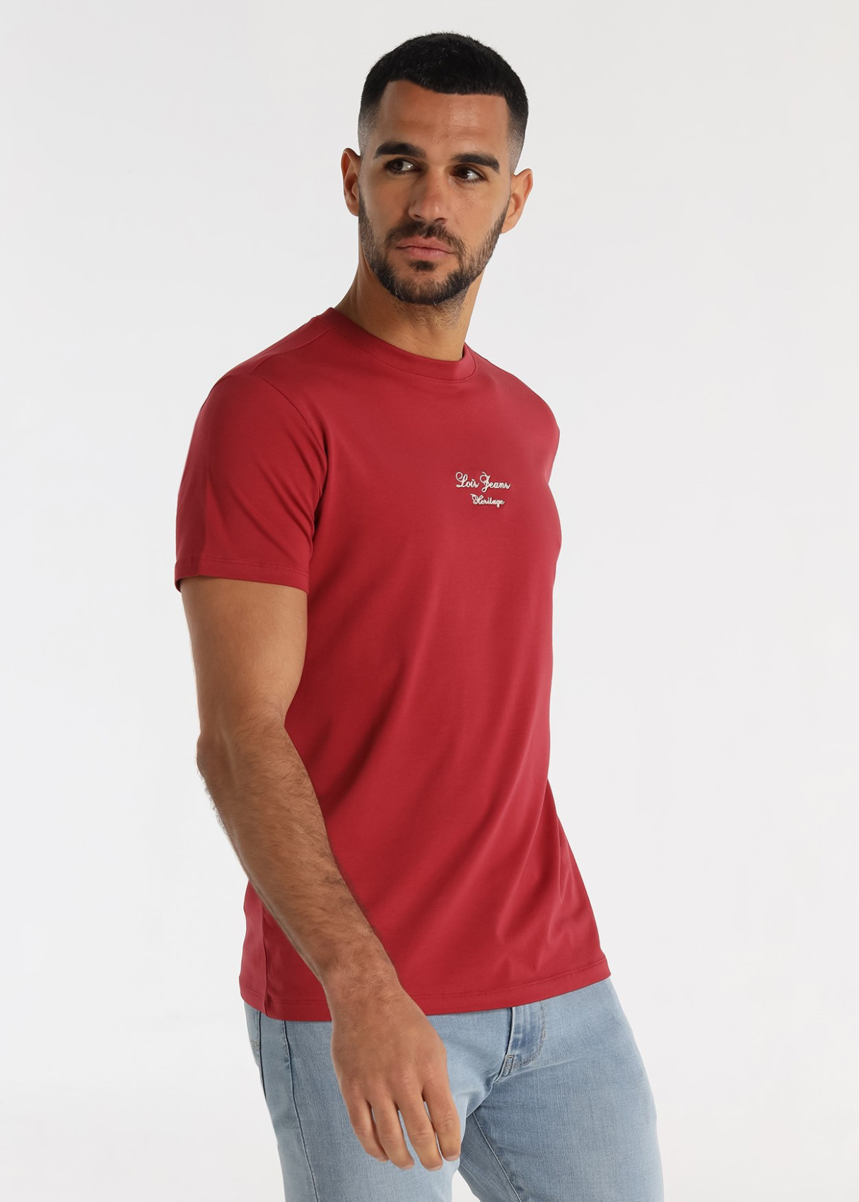 Camiseta Slim Elástica Con Bordado En Pecho Rojo