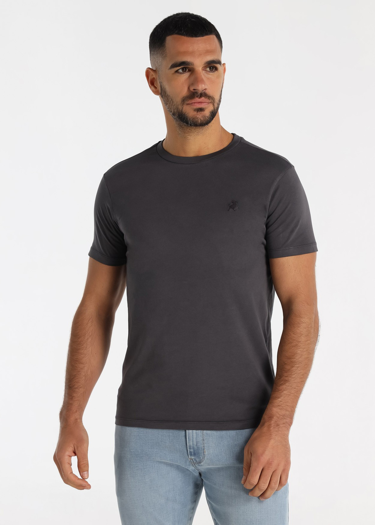 Camiseta Algodón Bordado Logo Toro Gris