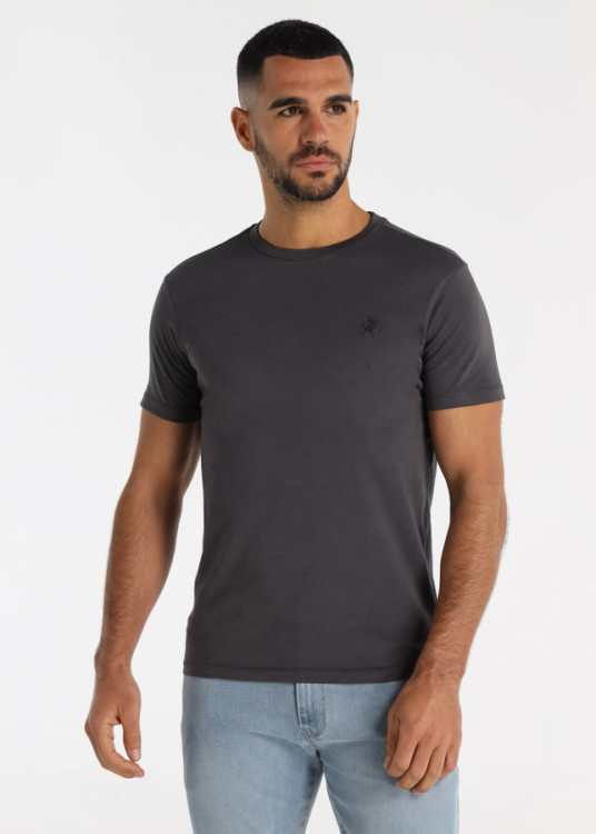 Camiseta De Algodón Con Bordado Logo Toro Gris