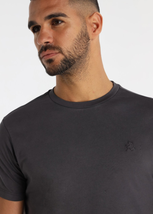 Camiseta De Algodón Con Bordado Logo Toro Gris