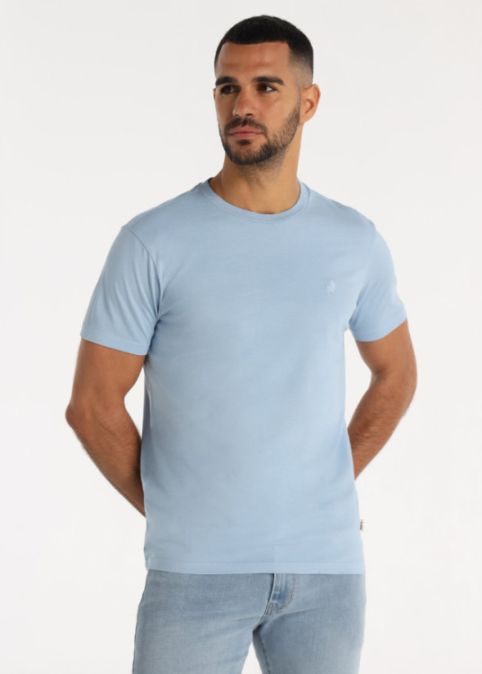 Camiseta De Algodón Con Bordado Logo Toro Azul