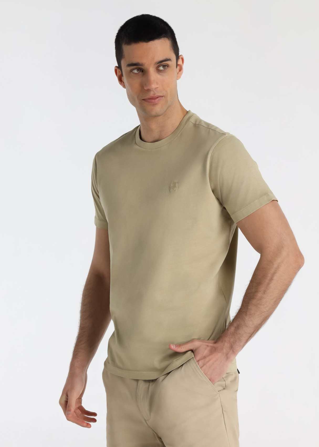 Camiseta De Algodón Con Bordado Logo Toro Beige